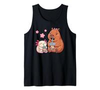 Axolotl E Capybara Bere Bubble Tea Kawaii Ragazze Bambini Canotta