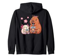 Axolotl E Capybara Bere Bubble Tea Kawaii Ragazze Bambini Felpa con Cappuccio