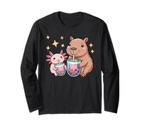 Axolotl E Capybara Bere Bubble Tea Kawaii Ragazze Bambini Maglia a Manica