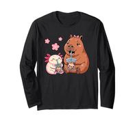 Axolotl E Capybara Bere Bubble Tea Kawaii Ragazze Bambini Maglia a Manica