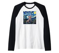 Axolotl Fish Prehistoric Starry Night Van Gogh Style Maglia con Maniche Raglan