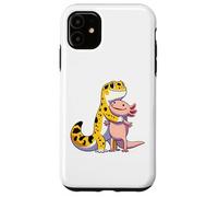Axolotl & Gecko Lover Gifts - Leopard Gecko Hugging Axolotl Custodia per iPhone 11
