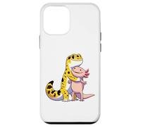 Axolotl & Gecko Lover Gifts - Leopard Gecko Hugging Axolotl Custodia per iPhone 12 mini