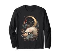 Axolotl Lover Dark Botanical Celeste Mezzaluna Maglia a Manica
