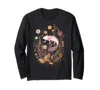 Axolotl Lover Dark Botanical Celeste Mezzaluna Maglia a Manica