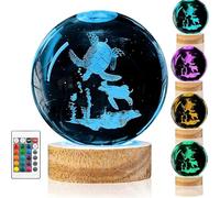 Axolotl - Luce notturna con cristallo, lampada a 16 colori che cambia colore, design con albero laser 3D, base in legno alimentata tramite USB, ottima decorazione e come regalo