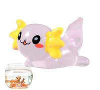 Axolotl Miniature - Figura axolotl in resina morbida che al buio | Piccoli per acquari, oggetti da collezione axolotl dipinti a mano, decorazioni per acquario brillanti per la