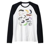 Axolotl Morphs Tipi di Axolotls Scienza Estetica Biologia Maglia con Maniche Raglan