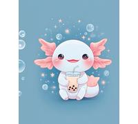 Axolotl Notebook with Boba Tea Design: Cute Wide Ruled Composition Book for School, Writing, or Journaling | Kawaii Animal Gift for Teens, Tweens, or Kids