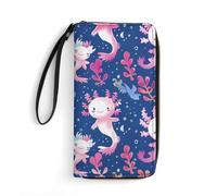 Axolotl Portafoglio da polso per uomo e donna in pelle portafoglio lungo portafoglio pochette per carte di credito con cordino, Stile:, 19.7x10.5cm