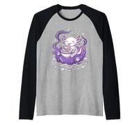 Axolotl Ramen Kawaii Anime Arte Divertente Maglia con Maniche Raglan