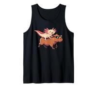 Axolotl Riding Capybara con occhiali da sole Animal Meme Tee Canotta
