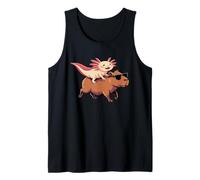 Axolotl Riding Capybara con occhiali da sole Animal Meme Tee Canotta