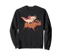 Axolotl Riding Capybara con occhiali da sole Animal Meme Tee Felpa