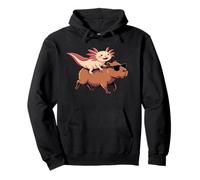 Axolotl Riding Capybara con occhiali da sole Animal Meme Tee Felpa con Cappuccio