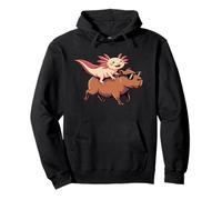 Axolotl Riding Capybara con occhiali da sole Animal Meme Tee Felpa con Cappuccio