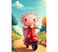 Axolotl Riding Red Scooter NoteSketch: Ideal for journaling, sketching, note-taking, and creative doodling. Lined and Blank Framed Pages. Size 6x9 inches and 120 Pages
