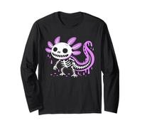 Axolotl Skeleton Drip Halloween Costume Kids Spooky Season Maglia a Manica