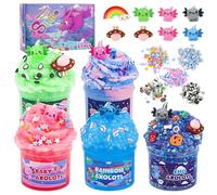 Axolotl Slime Kit per bambini, set fai da te, Slimy Butter Cloud Fluffy Clear Slime per ragazze e ragazzi, regalo di compleanno, Natale, con 6 pacchetti di accessori