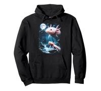 Axolotl Ululando alla Luna 90's Retro Felpa con Cappuccio