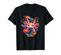 Axolotl Water Lily Airbrush Opere d'Arte Maglietta