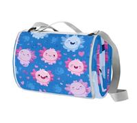 Axolotls Coperta da picnic colorata con maniglia per il trasporto, impermeabile, per spiaggia, giardino, all'aperto, lavabile, coperta da picnic e campeggio, 150 cm x 145 cm