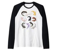 Axolotls del Mondo Axolotl Morphs Science Biology Lovers Maglia con Maniche Raglan