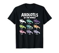 Axolotls of The World Carino Anime Salamander Axolotl Pesce Maglietta