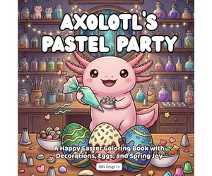 Axolotl's Pastel Party A Happy Easter Coloring Book with Decorations, Eggs, and Spring Joy: Cute Axolotl Coloring Pages for Kids, bold and easy, 8.5x8.5 inches