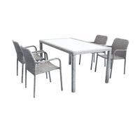 AXONA - set tavolo in alluminio e teak cm 150 x 90 con 4 poltrone Axona