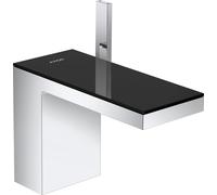 hansgrohe AXOR MyEdition miscelatore monocomando per lavabo 110, con scarico push-open, con piastra, sporgenza 150 mm, 47030, Colorazione: cromo / vetro nero