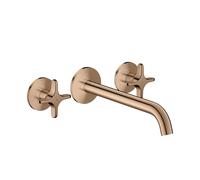 hansgrohe AXOR One robinetterie de baignoire 3 trous encastrée pour montage mural avec poignées croisillons, 48430300, 48430300, Colorazione: Oro rosso lucido