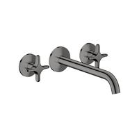 hansgrohe AXOR One robinetterie de baignoire 3 trous encastrée pour montage mural avec poignées croisillons, 48430330, 48430330, Colorazione: Cromo nero lucido
