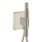 hansgrohe AXOR Starck ShowerCollection Porter unit 12 x 12, avec douchette à main 2 jets et flexible de douche, 12626820, 12626820, Colorazione: Nichel spazzolato
