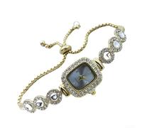 Axorafow Elegante orologio quadrato da donna al quarzo con quadrante con bordo distintivo e cinturino estraibile in lega in acciaio inossidabile, movimento preciso affidabile, opzioni multicolore (oro