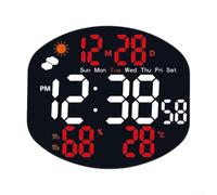 Axorafow Grande orologio da parete a LED con display meteo, orologio elettronico digitale che mostra data, temperatura e umidità, formato 12/24 ore, telecomando per casa, ufficio, camera da letto