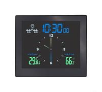 Axorafow Orologio da parete digitale con termometro e igrometro, sveglia silenziosa, timer snooze, impermeabile, monitor di temperatura e umidità, bagno, cucina, ventosa, nero (nero)