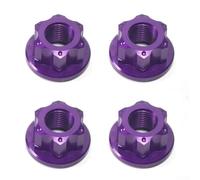 Axorafow Set di 4 dadi per mozzo M10 x 1.0 a sgancio rapido - 4 pezzi in lega di alluminio 7075 viti per asse ruota da pista per bici da arrampicata Fixie pieghevoli (nero/rosso/viola) (viola)
