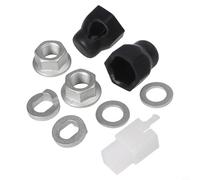 Axorafow Set di assi motore E-For da 12 mm/14 mm con dadi di bloccaggio rondelle di bloccaggio copridadi in acciaio al carbonio nero/argento per motori elettrici anteriori/posteriori (12 mm anteriore)