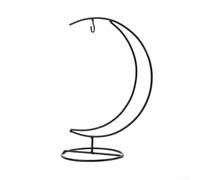 Axorafow Supporto da appendere in ferro a forma di luna, paesaggio in miniatura, struttura geometrica nera, supporto per luci fatate, decorazione per la casa e il giardino, 24,5 cm
