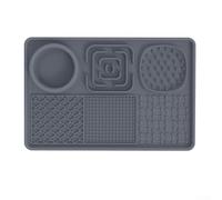 Axorafow Tappetino antiscivolo in silicone per pulire lentamente e leccare, con ventosa, per cani e gatti con semplice alimentazione (grigio)