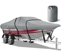 AXPQHL Copertura Per Barca Impermeabile, Protezione UV in Tessuto Oxford 600D, Telo Copri Barca A Motore, Grigio, 20-22FT-V