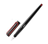 AXPTI 3 penne stilografiche lunghe alla moda, 18 cm, con grande clip rossa, pennino extra fine EF/F, penne a inchiostro per scrivere nero/argento/bianco (3 pezzi, nero, EF)