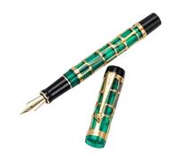 AXPTI Penna stilografica con design unico dorato traforato, cancelleria per ufficio e lavoro, penne a inchiostro per scrivere e disegnare (blu, M 0,7 mm)