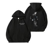 AXQAJL Felpa con Cappuccio in Cotone Jungkook-Golden, Merce di Supporto K-Pop for Uomo E Donna(Black,XL)