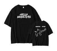 AXQAJL Maglietta Hello Monsters Camicia in Cotone con Grafica BABYMONS-7-ER(B-Rora,S)