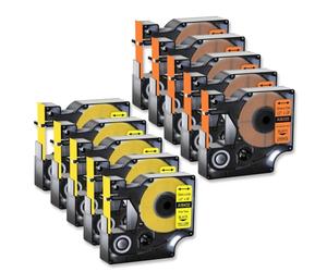 AXRMLVRD Confezione da 10 etichette miste gialle e arancioni compatibili con stampante 3M PL300 18432 18435 9mm 12mm 19mm 5200