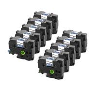 AXRMLVRD Nastro per etichette laminato 10 pezzi nero su bianco 24 mm compatibile con etichettatrice(White on Blue)