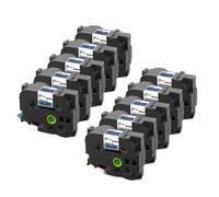 AXRMLVRD Nastro per etichette laminato 10 pezzi nero su bianco 24 mm compatibile con etichettatrice(Black on Blue)