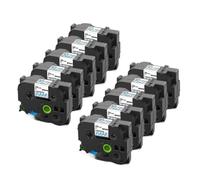 AXRMLVRD Nastro per etichette laminato 10 pezzi nero su bianco 24 mm compatibile con etichettatrice(Blue on Clear)